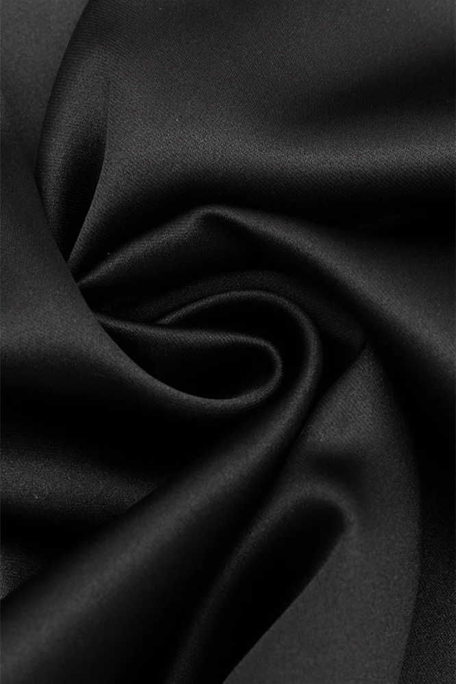 Strapless Black Satin A-line Short Dress with Bow - Image 9