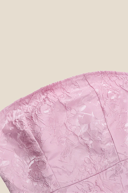 Strapless Pink Back Bow A-line Short Dress - Image 6