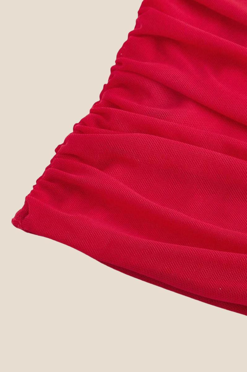 Strapless Red Bodycon Lace-up Short Dress - Image 9