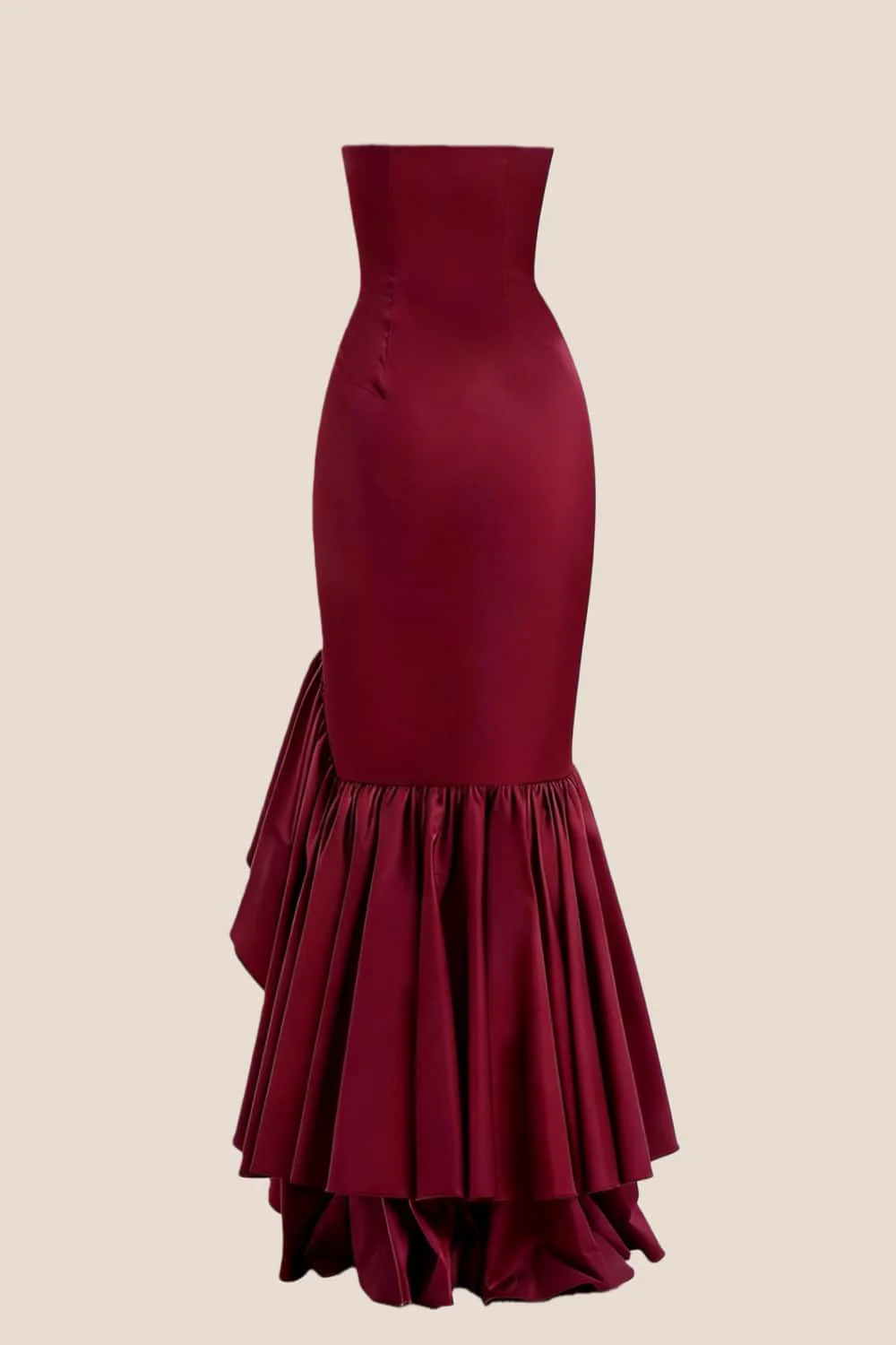 Strapless Navy Blue Mermaid Ruffle Long Dress - Image 4