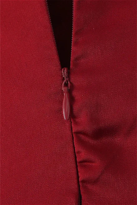 Strapless Burgundy Pleated A-line Long Dress - Image 5