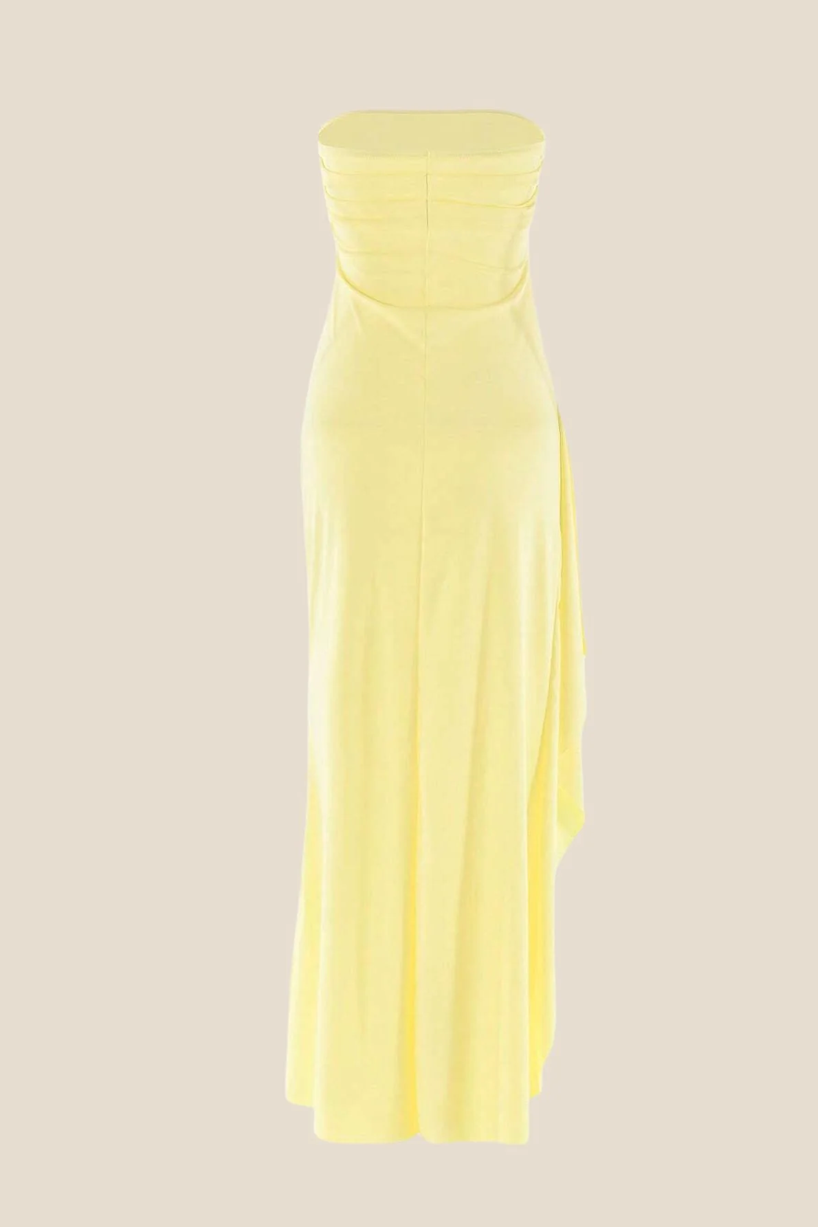 Strapless Navy Blue Pleated Long Dress with Slit - Image 5