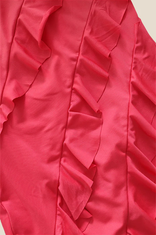 Strapless Pink Ruffled Bodycon Short Dress - Image 10