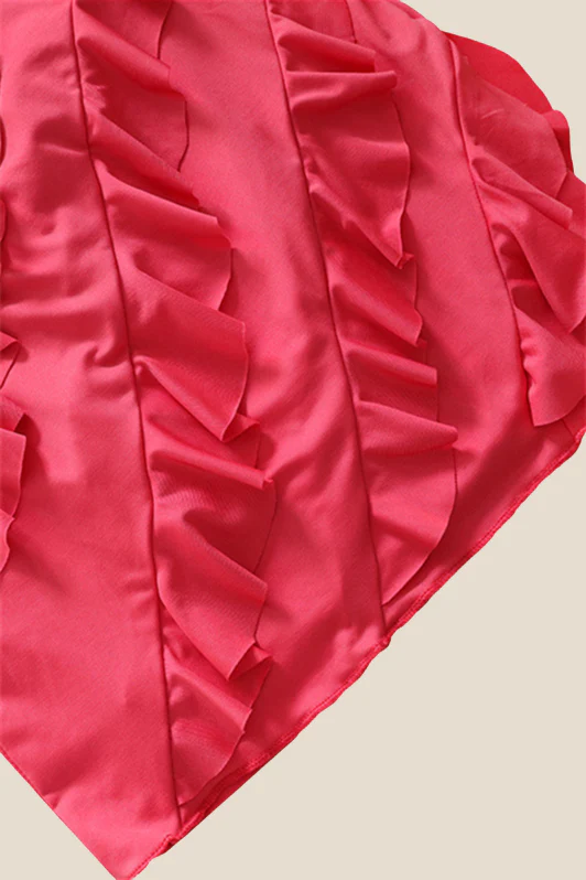Strapless Pink Ruffled Bodycon Short Dress - Image 11