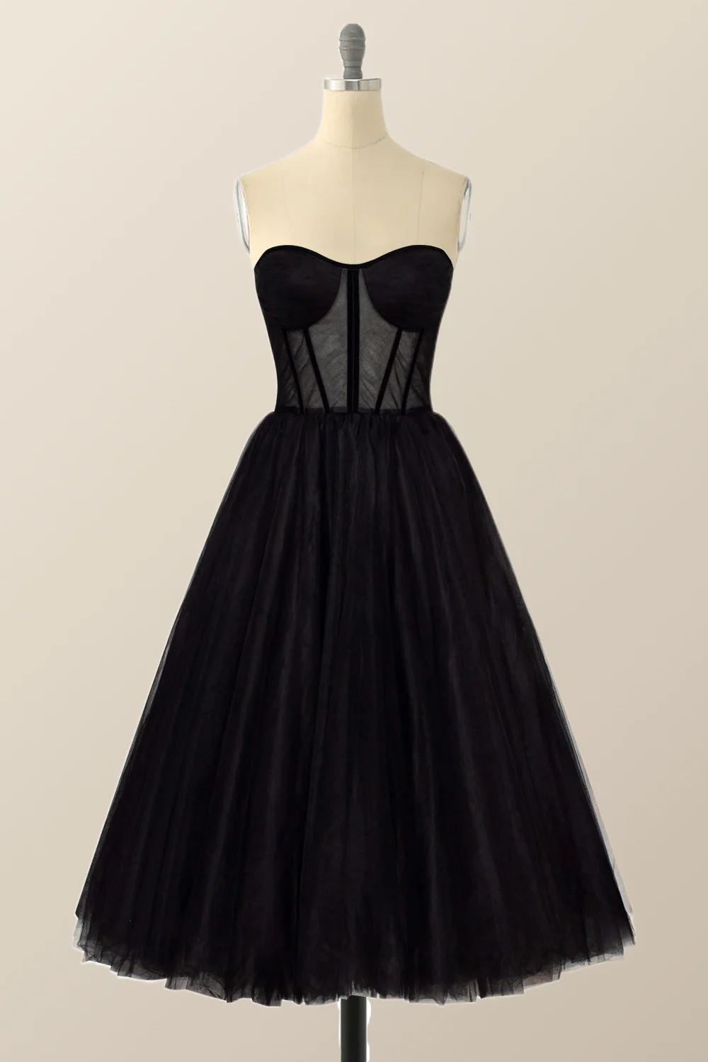 Sweetheart Emerald Green Tulle A-line Midi Dress - Image 4