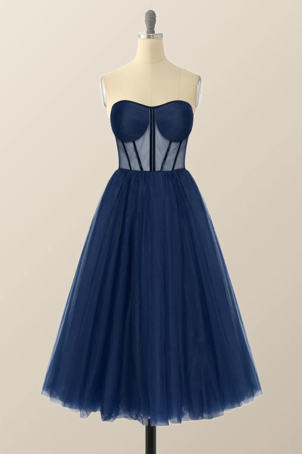 Sweetheart Emerald Green Tulle A-line Midi Dress - Image 5