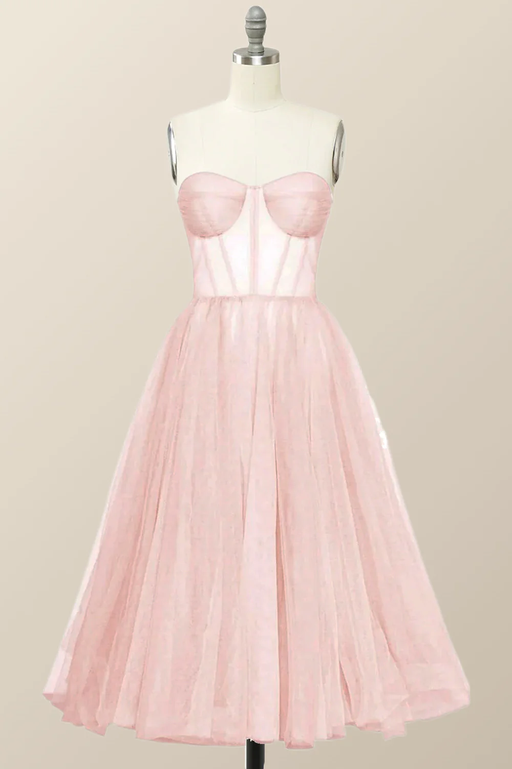 Sweetheart Emerald Green Tulle A-line Midi Dress - Image 6