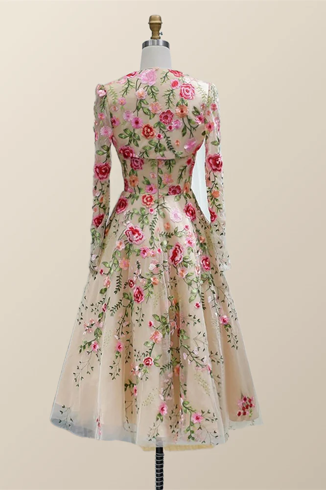 Strapless Floral Tea Length Dress with Jacket - Image 2