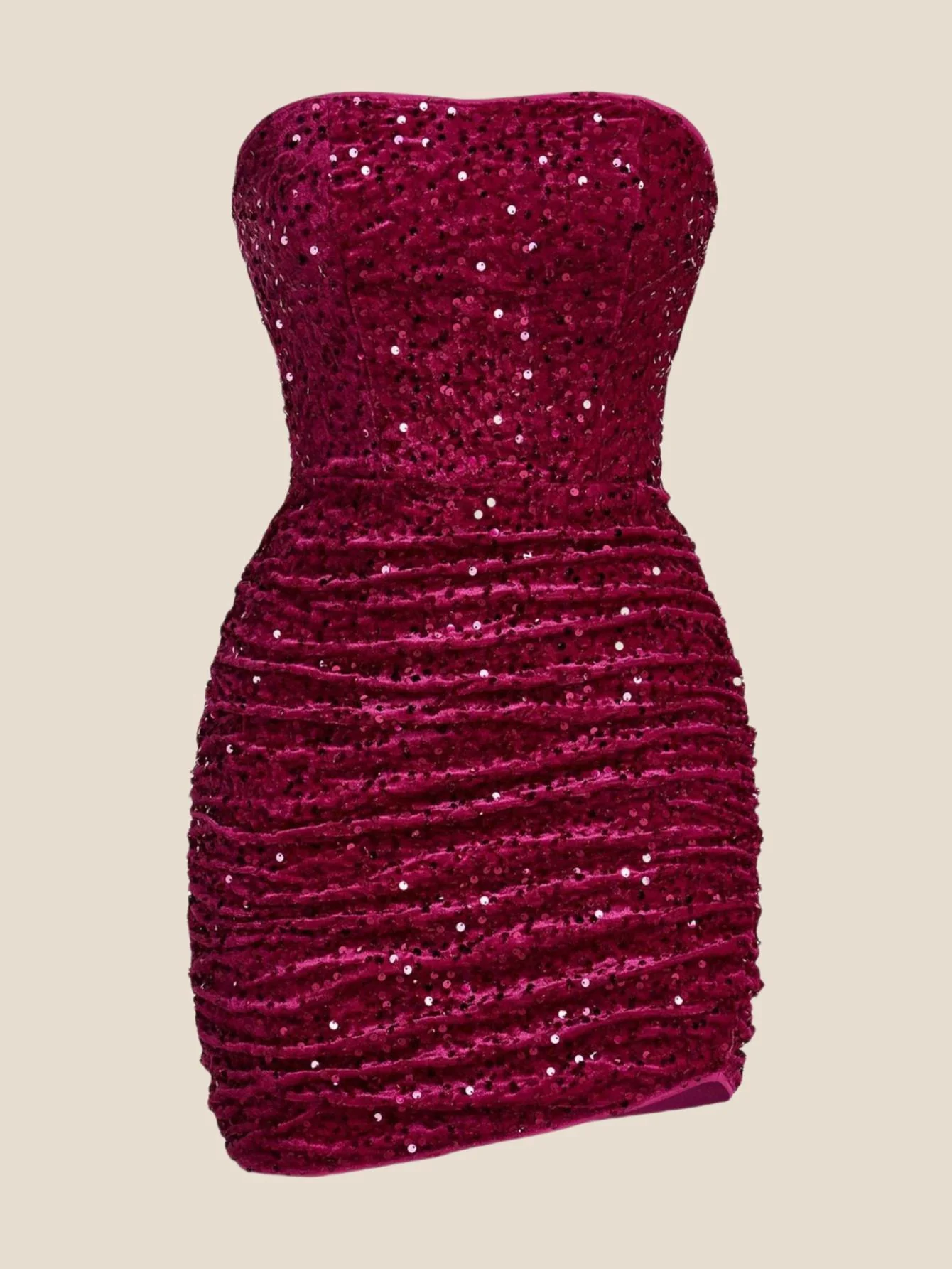Strapless Blue Bodycon Sequin Short Dress - Image 5