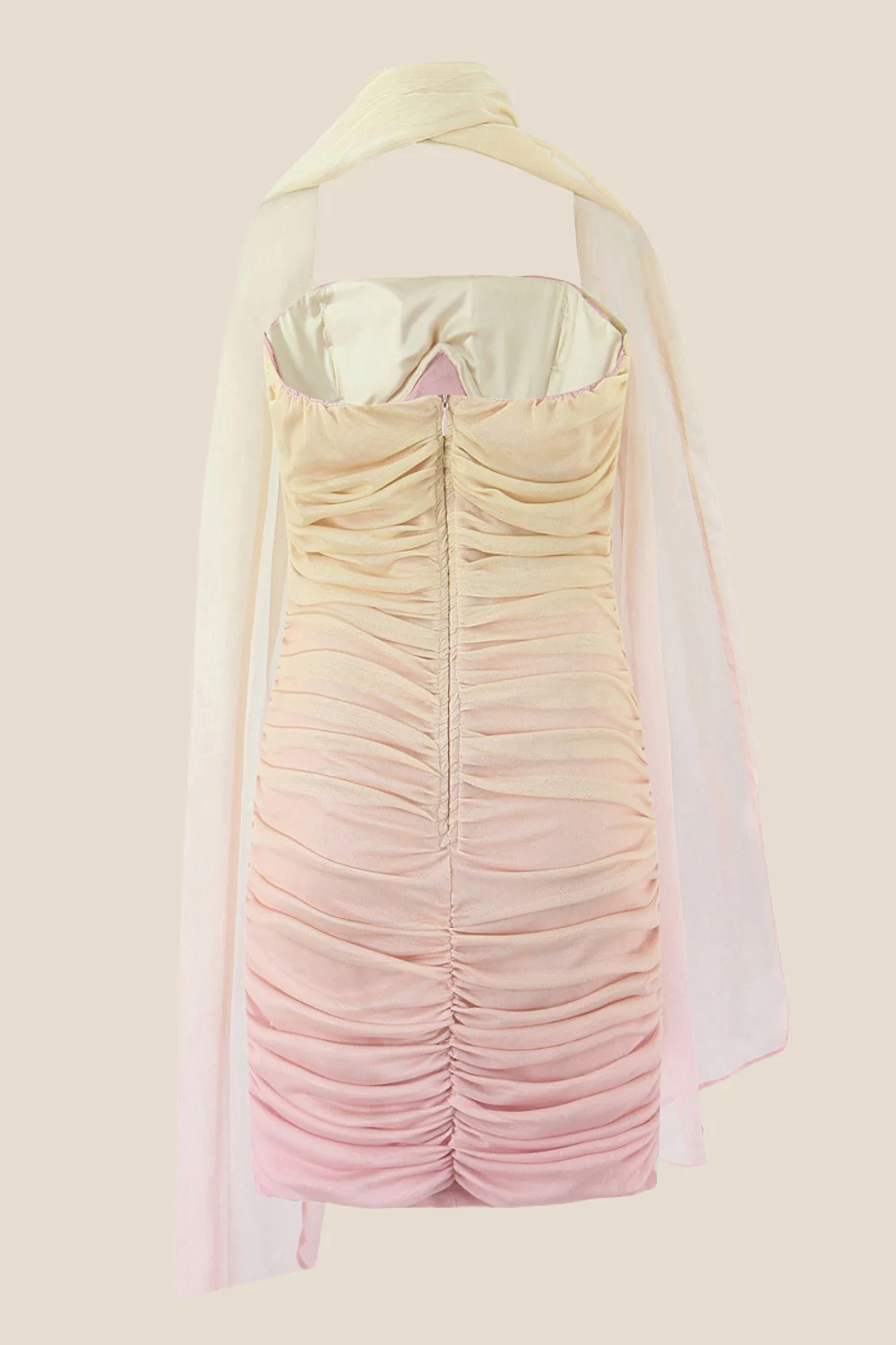 Strapless Fuchsia Ombre Ruched Short Dress - Image 7