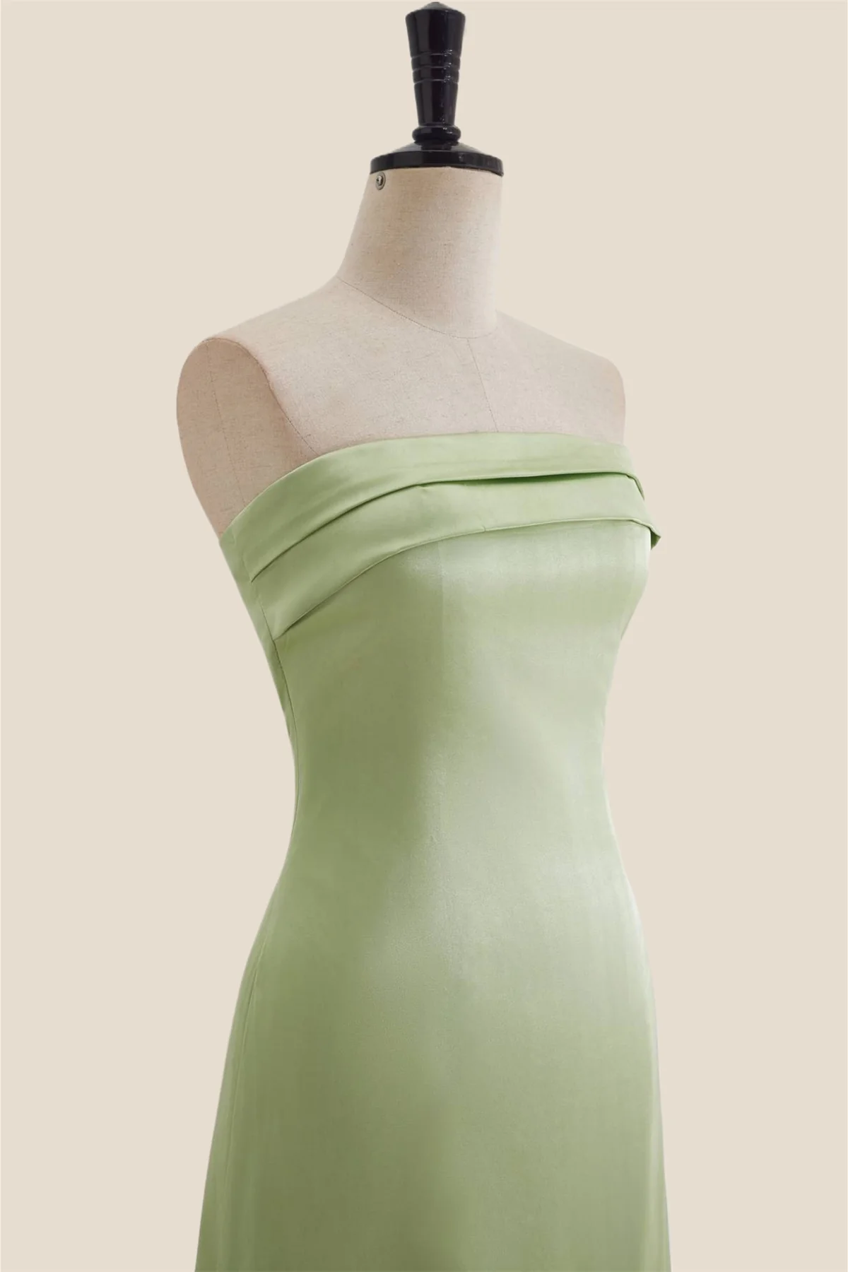 Strapless Sage Green A-line Long Party Dress - Image 8