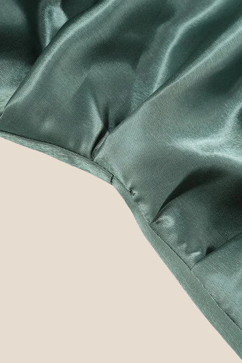 Strapless Green Back Bow Ruched Short Dress - Image 5
