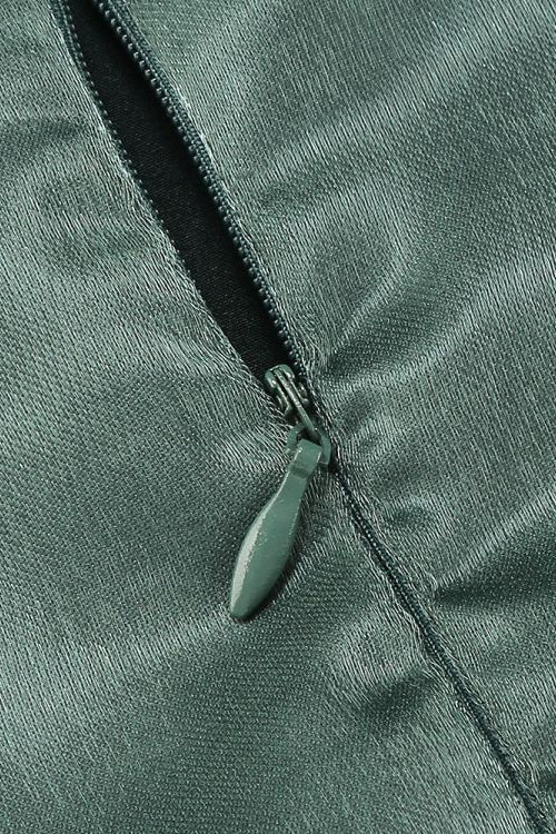 Strapless Green Back Bow Ruched Short Dress - Image 8