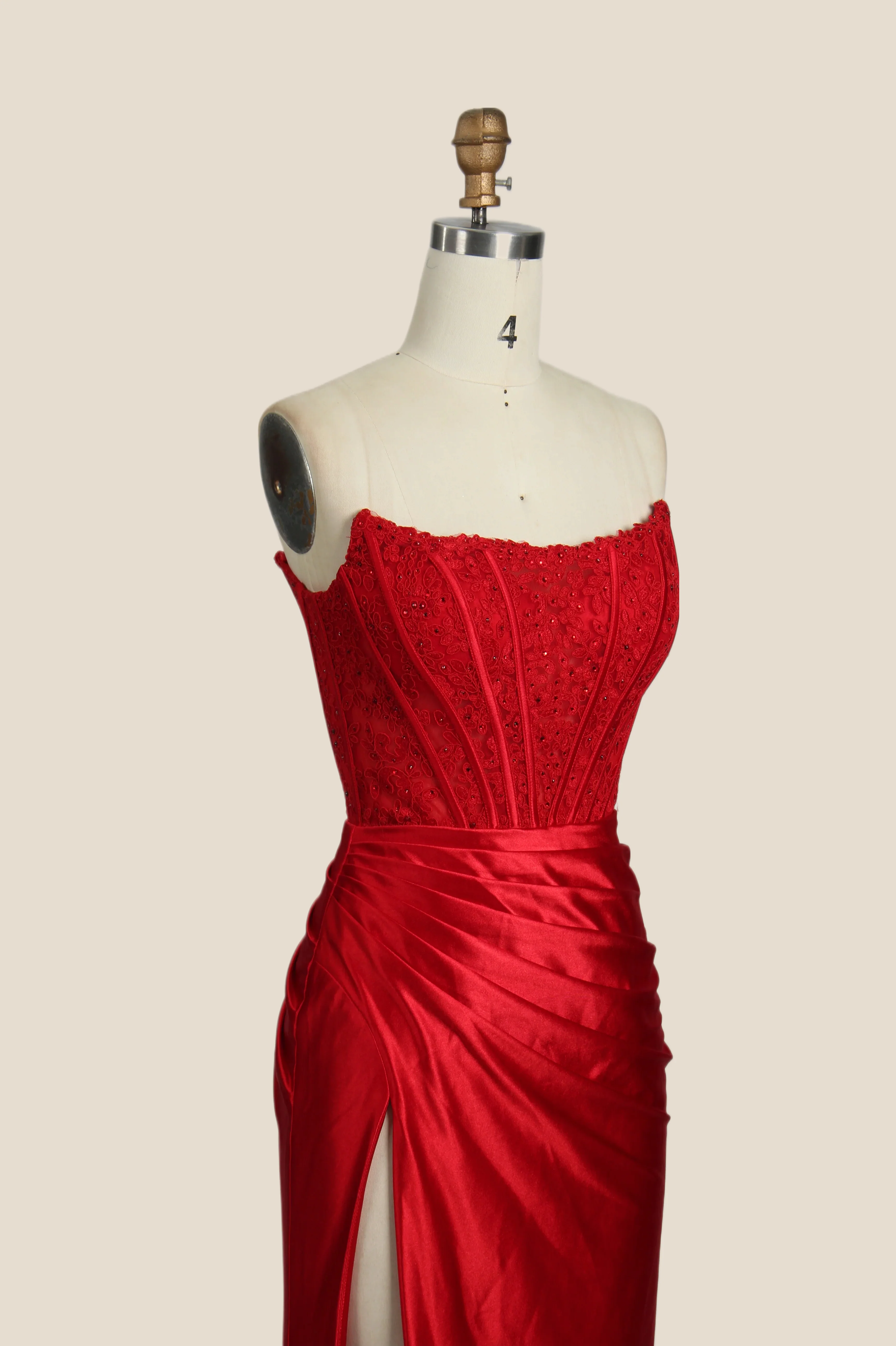 Strapless Fuchsia Lace Mermaid Formal Dress - Image 12