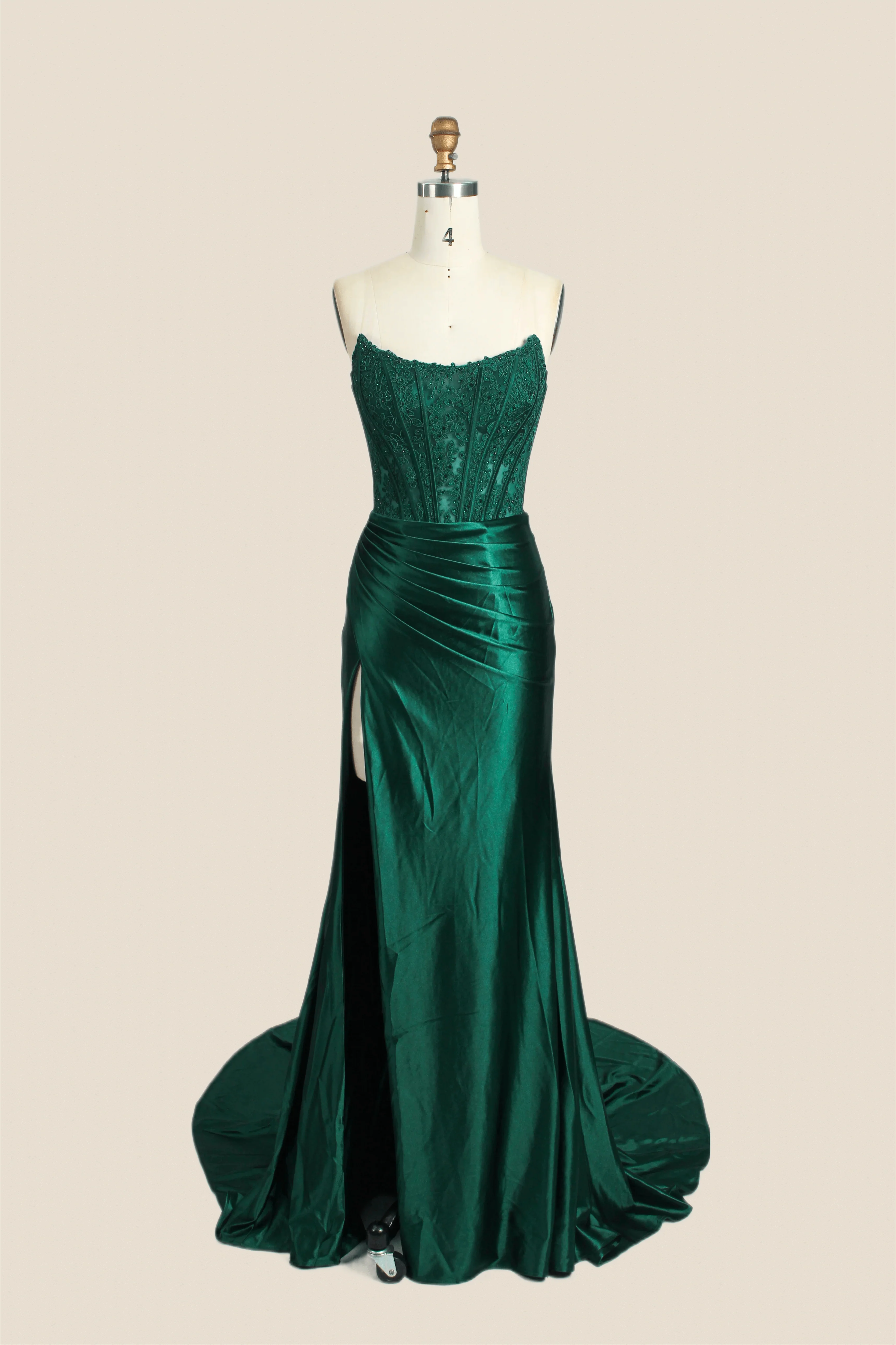 Strapless Fuchsia Lace Mermaid Formal Dress - Image 3