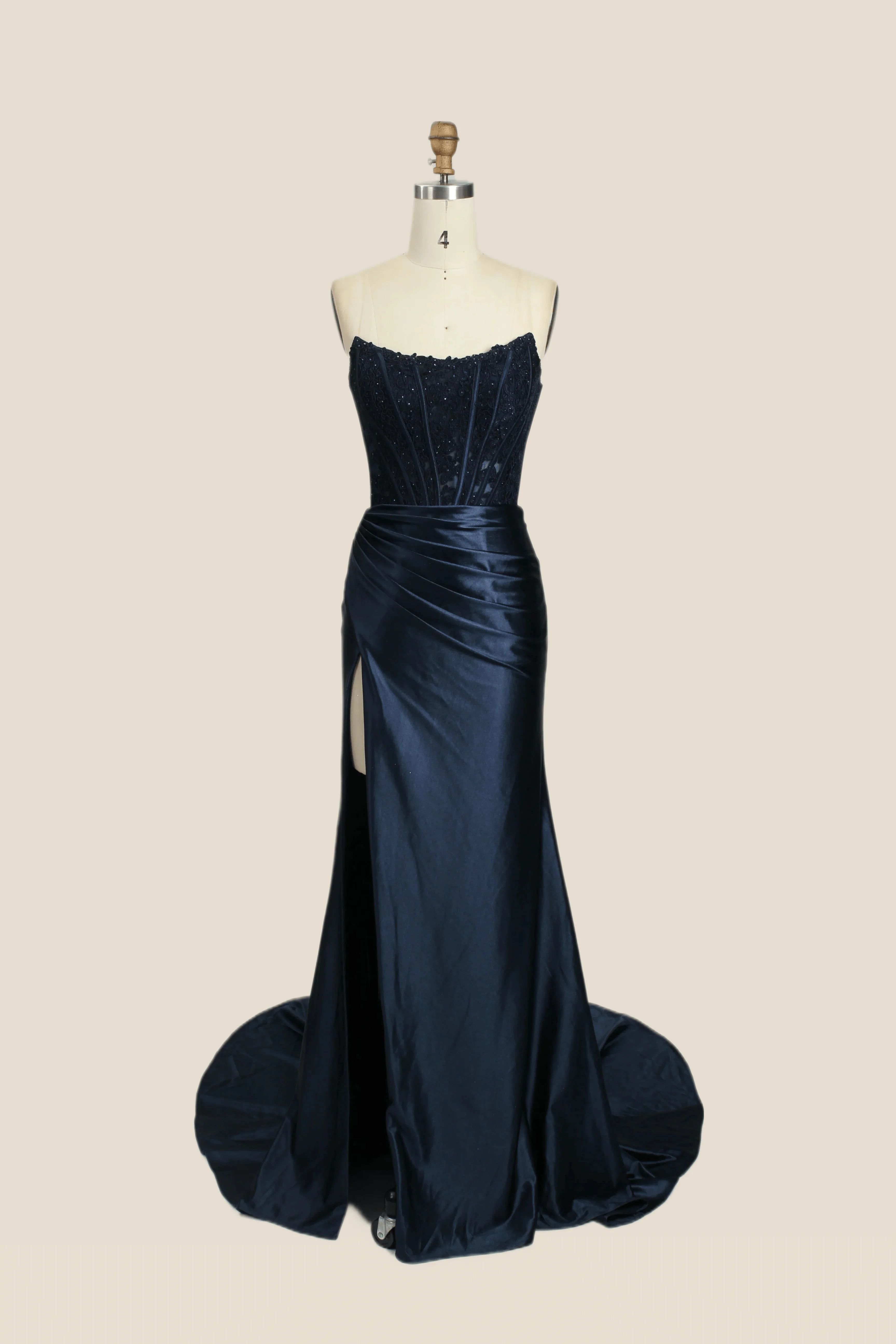 Strapless Fuchsia Lace Mermaid Formal Dress - Image 4