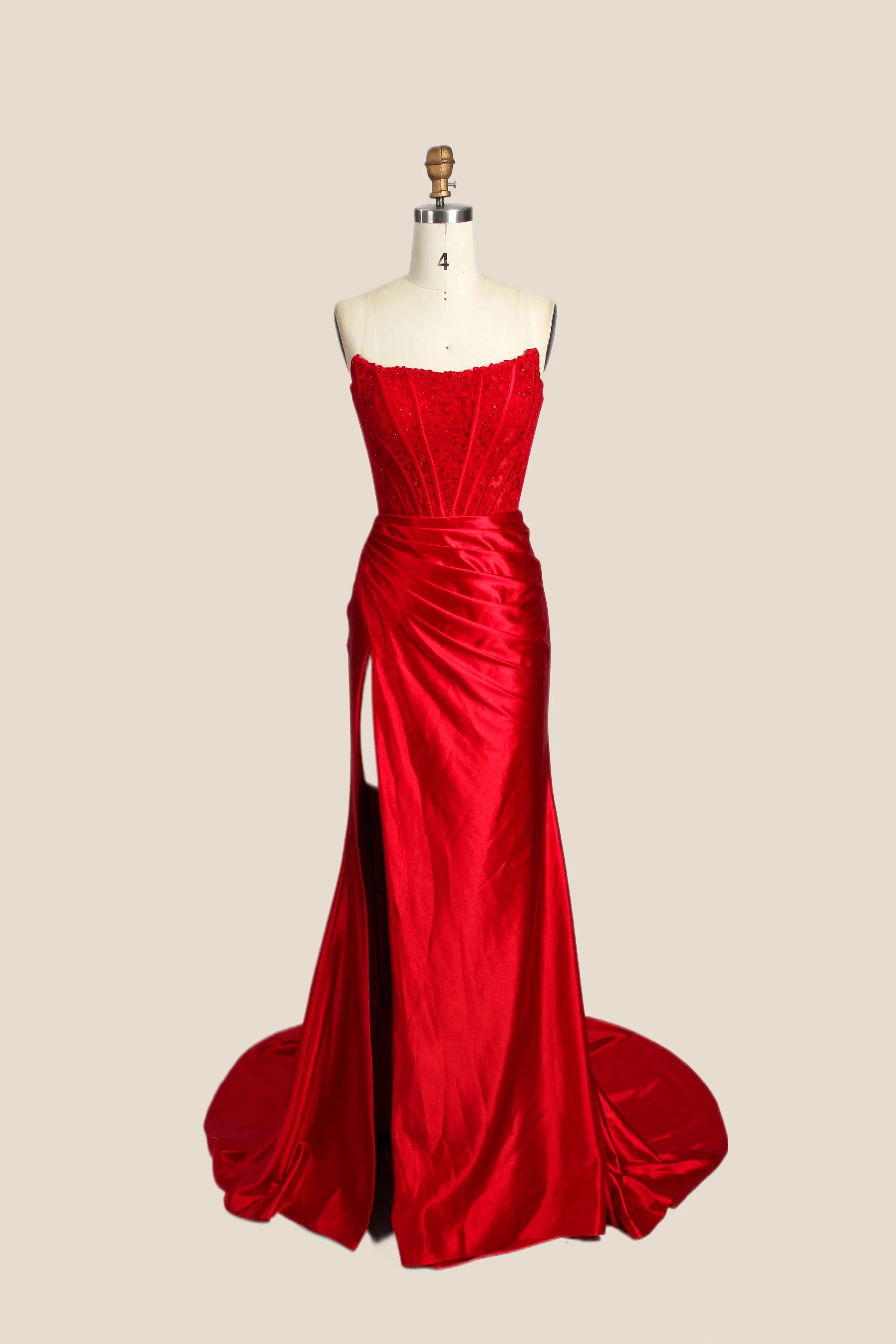 Strapless Fuchsia Lace Mermaid Formal Dress - Image 5