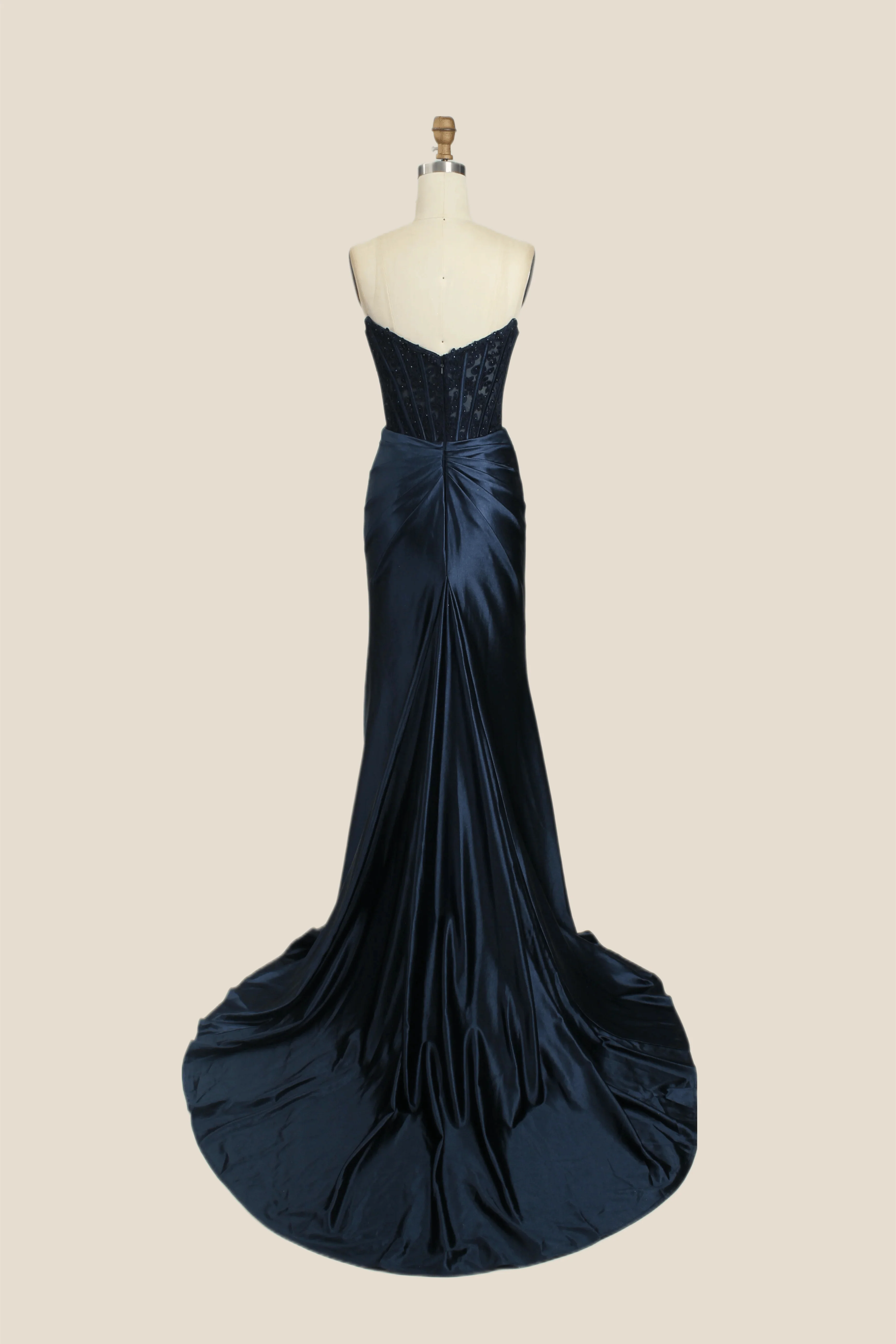 Strapless Fuchsia Lace Mermaid Formal Dress - Image 8