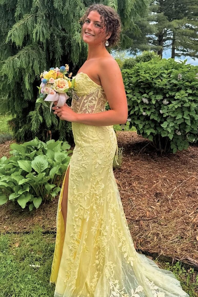 Strapless Hot Pink Lace Mermaid Long Prom Dress - Image 15