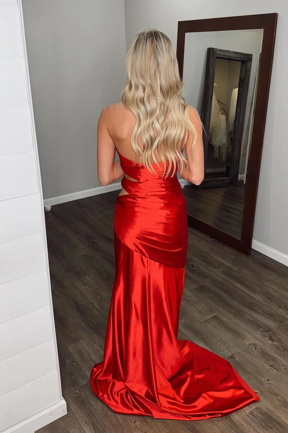 Strapless Lavender Cut-out Long Dress with Slit - Image 3