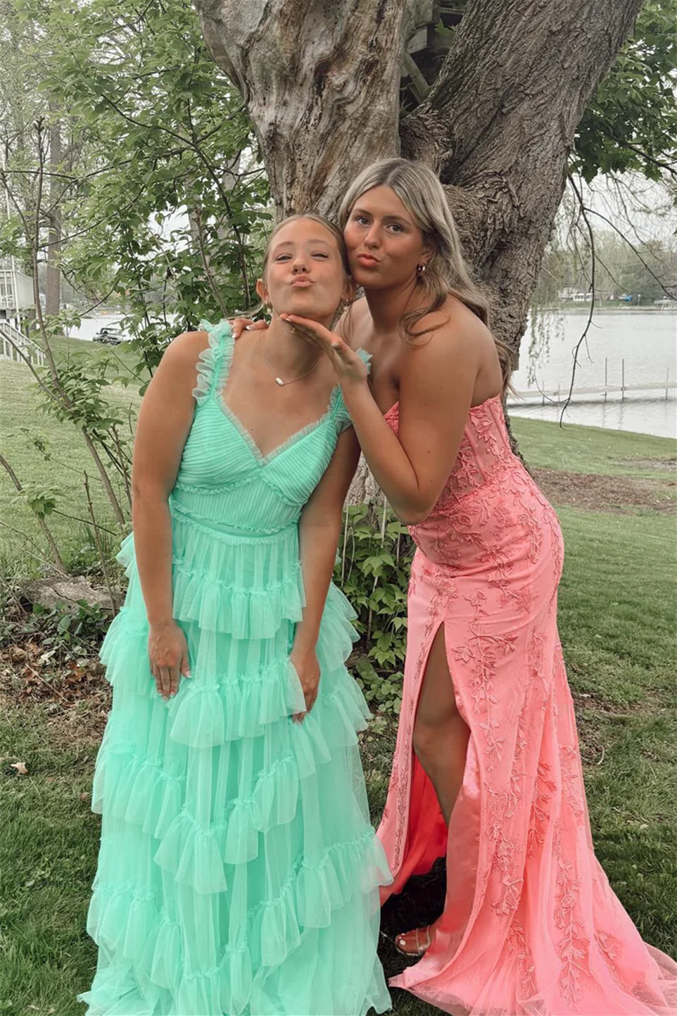 Strapless Lavender Lace Mermaid Long Party Dress - Image 9