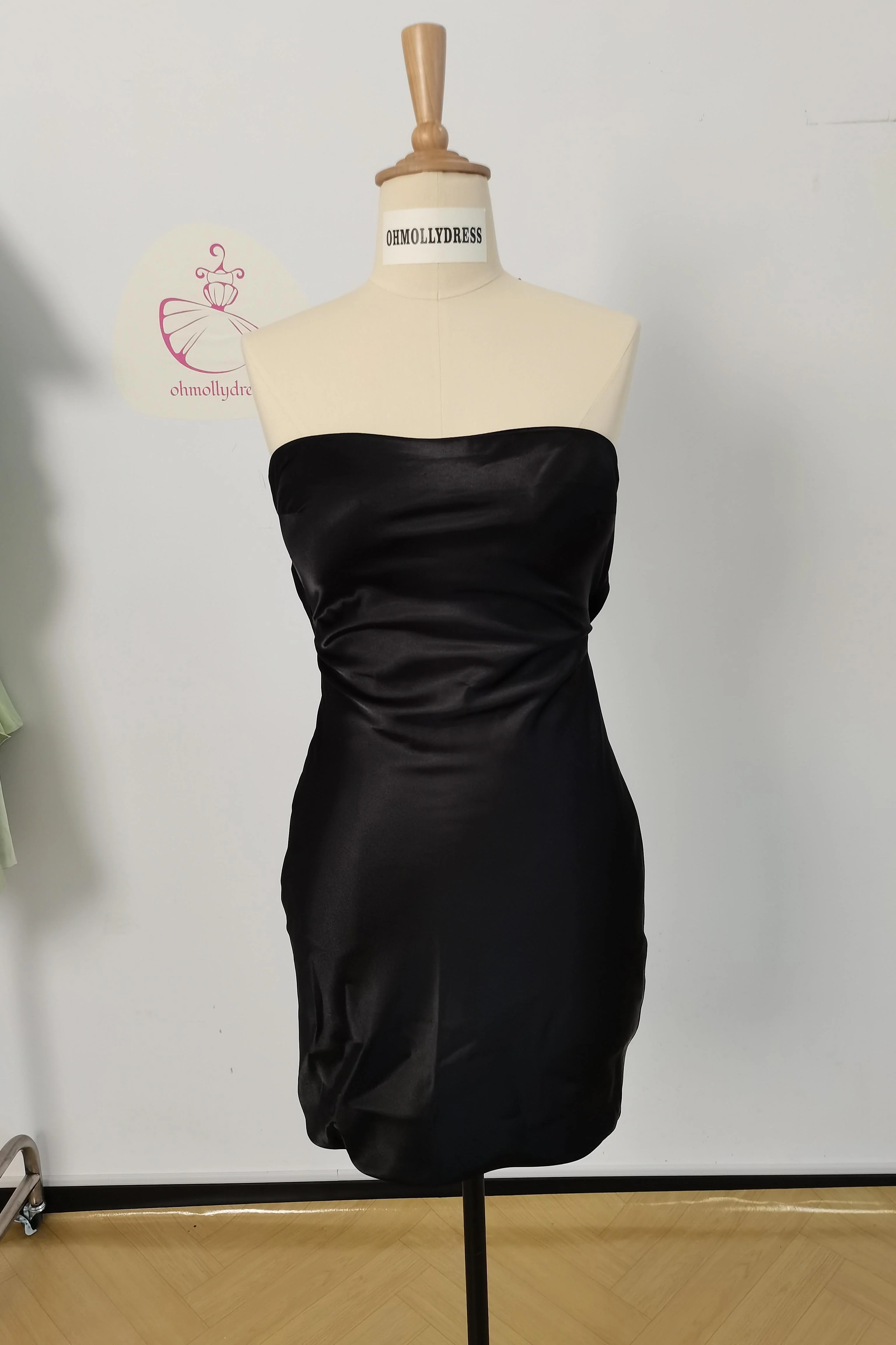 Strapless Lavender Satin Tight Short Dress - Image 9