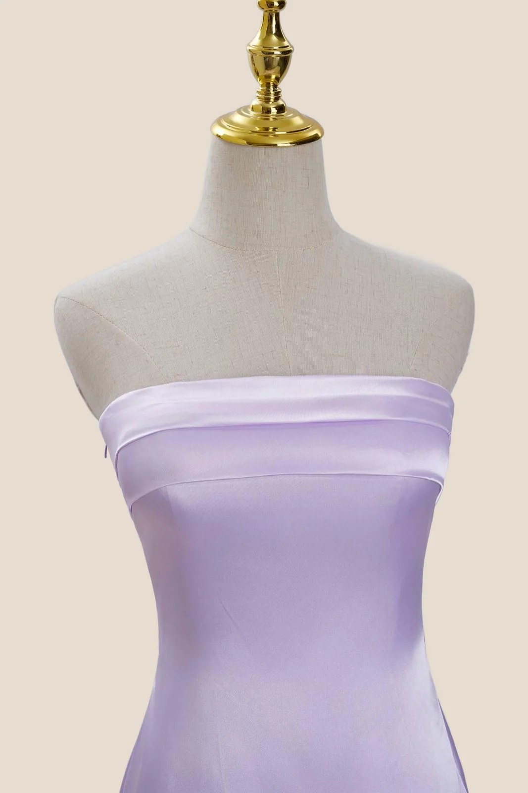 Strapless Lavender Satin Bodycon Short Dress - Image 4