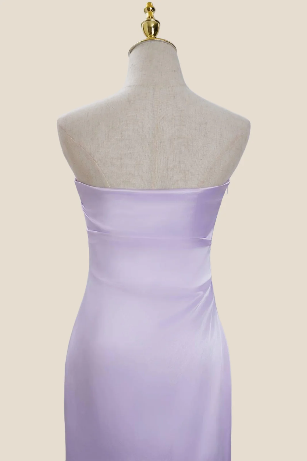 Strapless Lavender Satin Bodycon Short Dress - Image 5