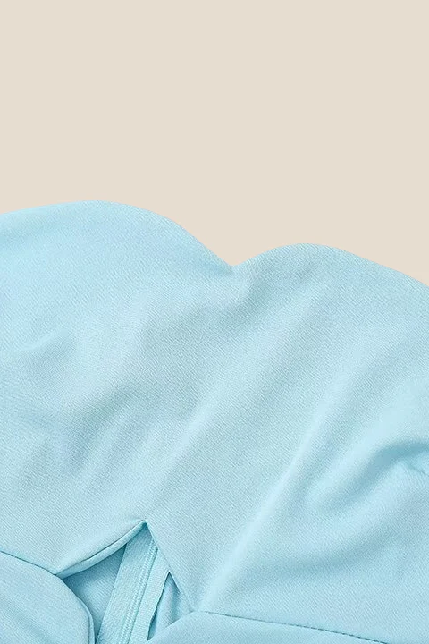 Strapless Light Blue Pleated Midi Dress - Image 3