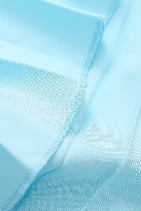 Strapless Light Blue Pleated Midi Dress - Image 9