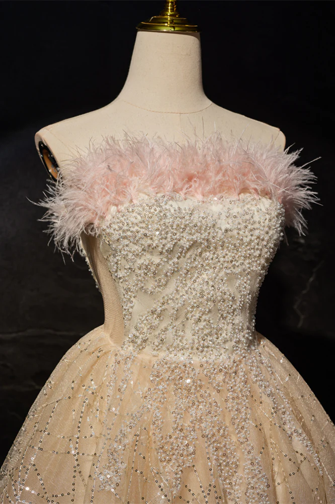 Strapless Champagne A-line Short Princess Dress - Image 5