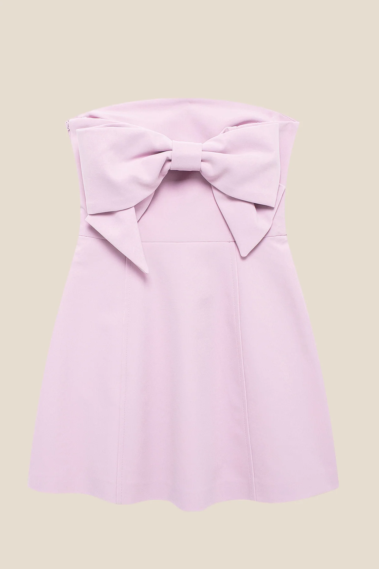 Strapless Lilac Back Bow A-line Short Dress - Image 2