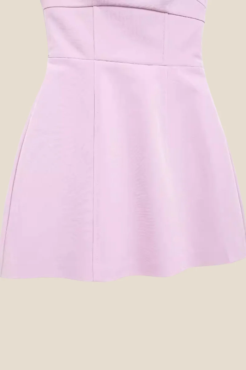 Strapless Lilac Back Bow A-line Short Dress - Image 5