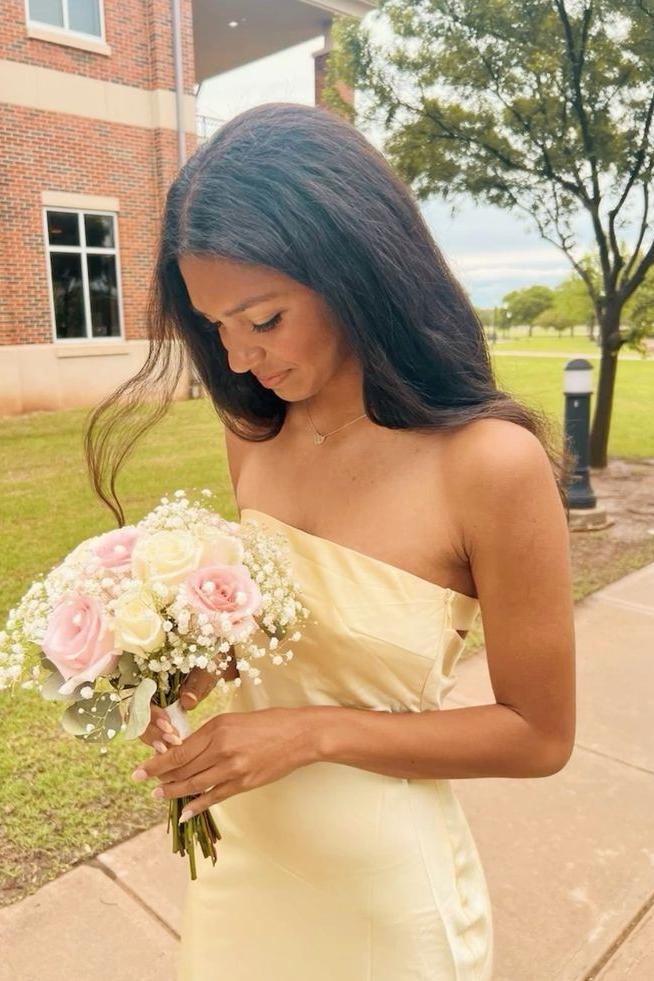 Strapless Lavender Back Tie Sheath Long Dress - Image 3
