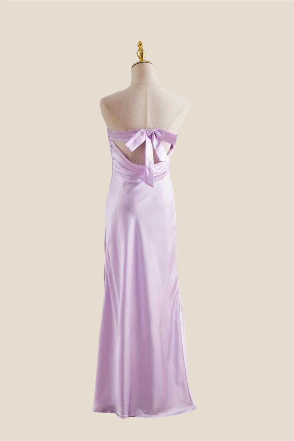 Strapless Lavender Back Tie Sheath Long Dress - Image 5