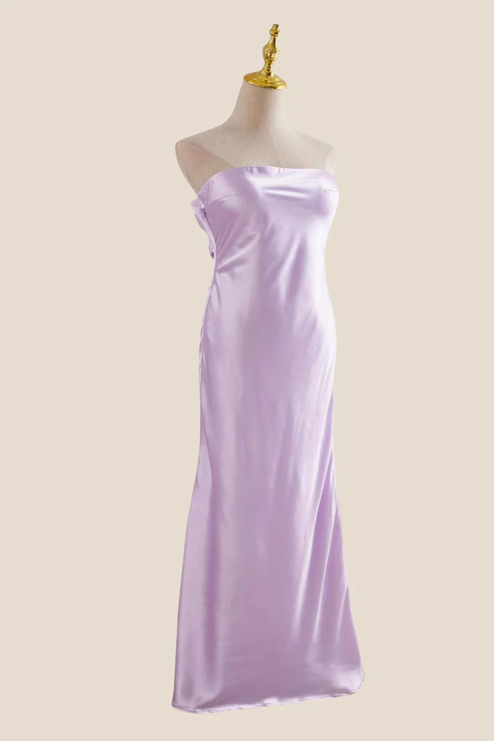 Strapless Lavender Back Tie Sheath Long Dress - Image 6