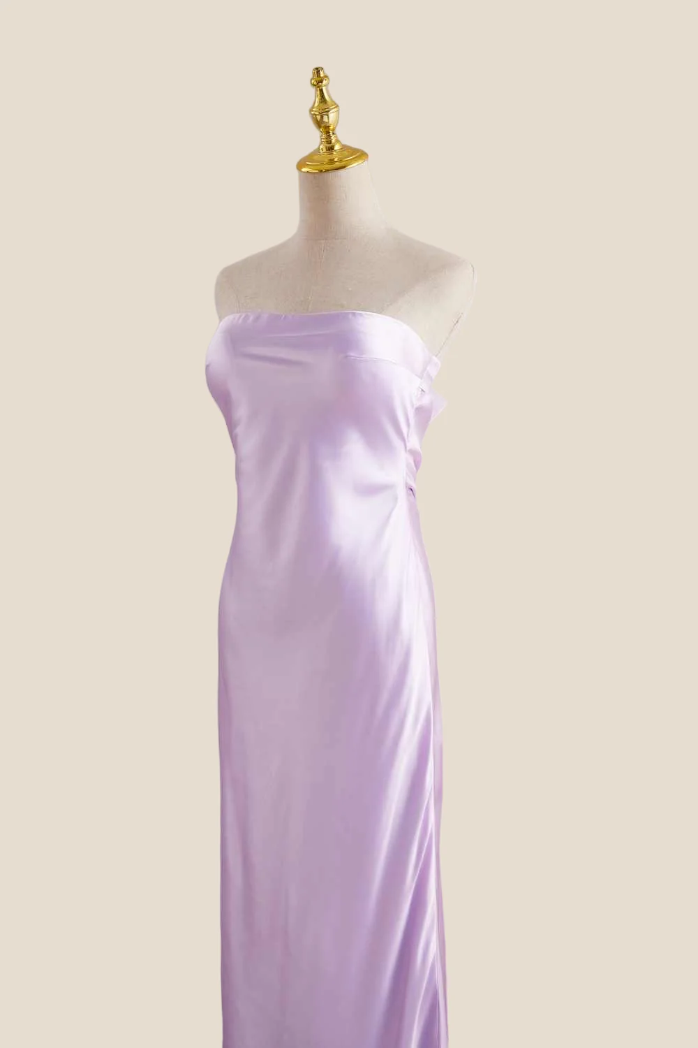 Strapless Lavender Back Tie Sheath Long Dress - Image 9