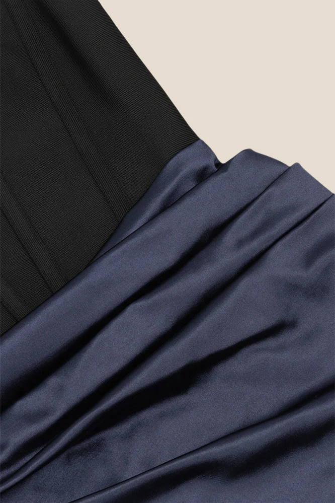 Strapless Navy Blue and Black Mermaid Long Dress - Image 7