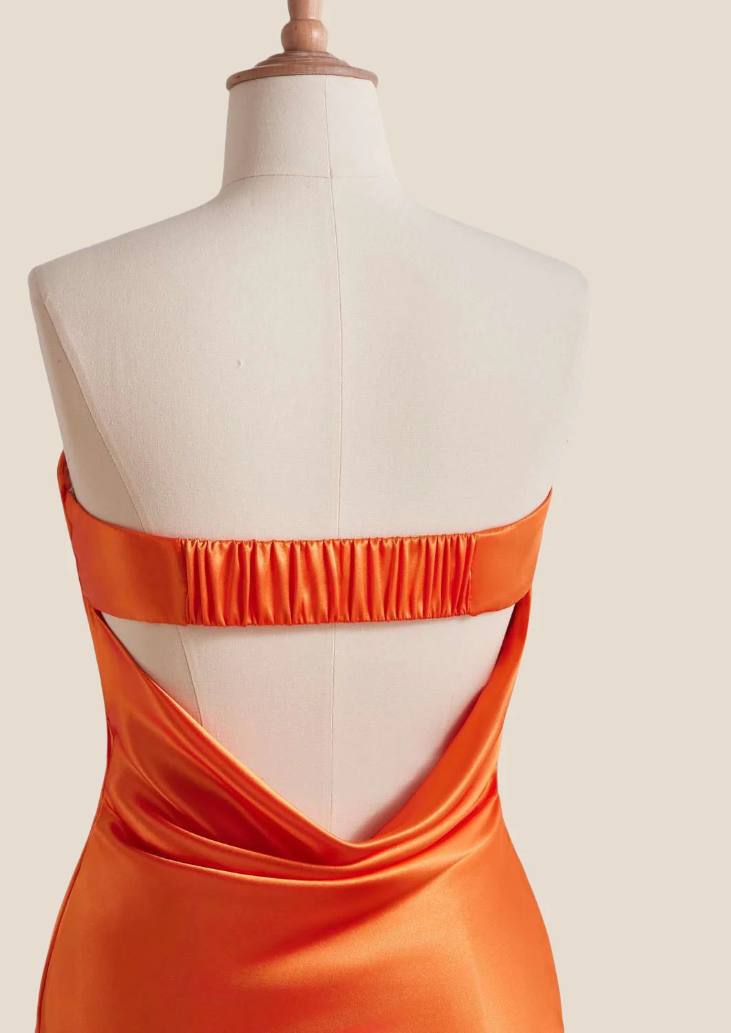 Strapless Orange Cowl Back Short Dress - Image 9