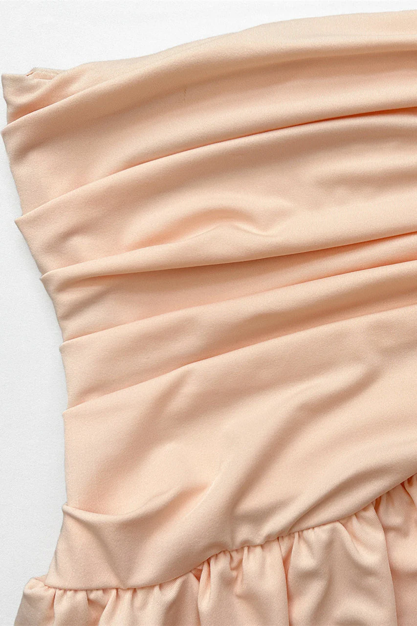 Strapless Orange Ruffle Tiered Short Dress - Image 4