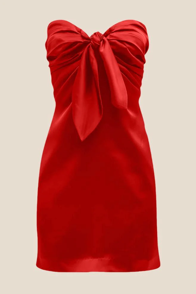 Strapless Navy Blue Tie Front Short Dress - Image 4