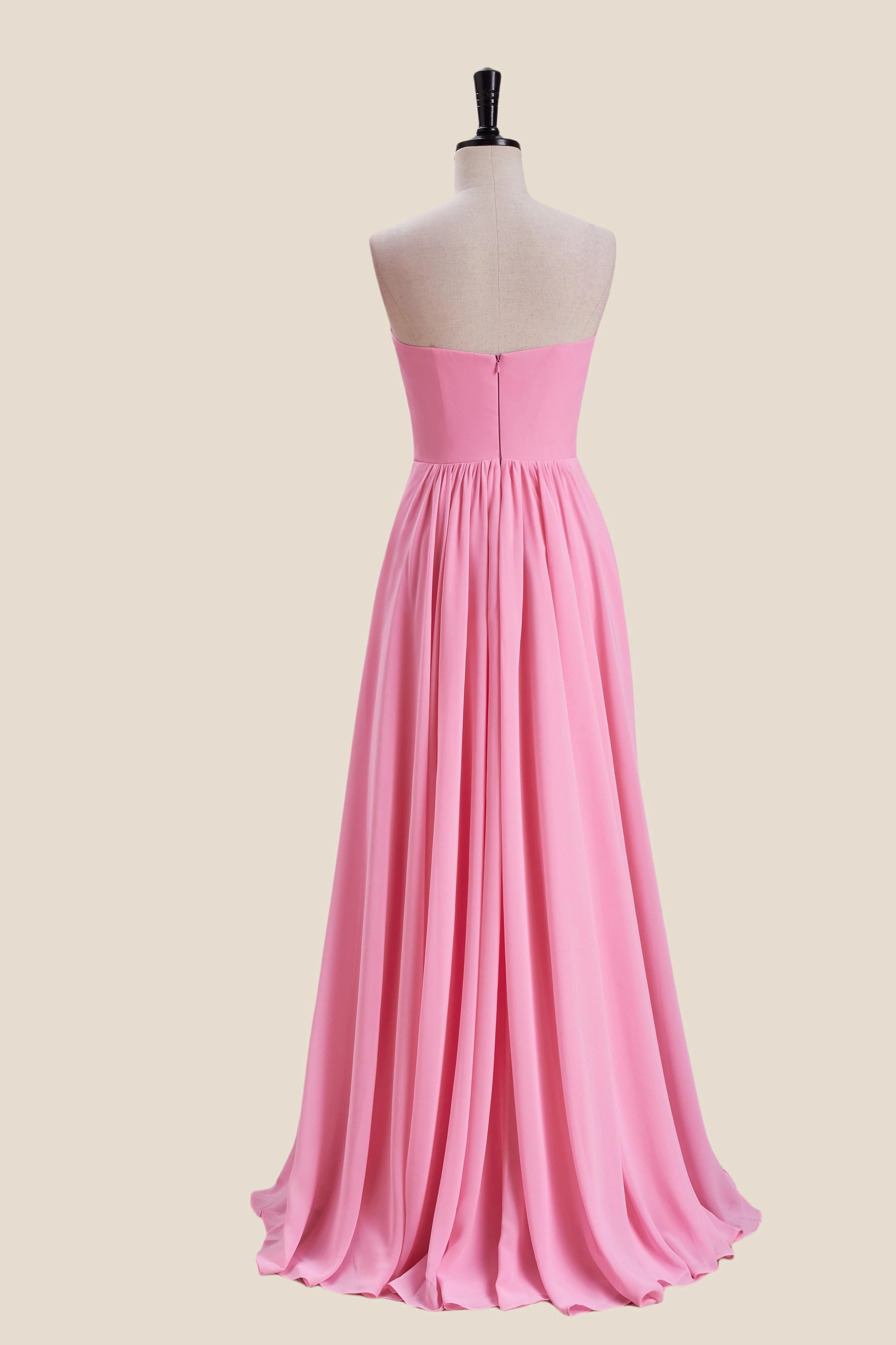 Strapless Pink Bow Front A-line Long Dress - Image 2