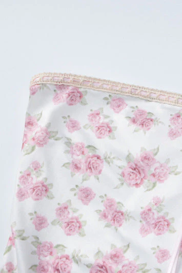 Strapless Pink Floral Print Bodycon Short Dress - Image 3