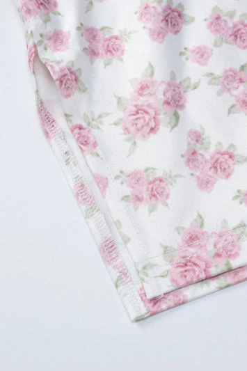 Strapless Pink Floral Print Bodycon Short Dress - Image 5