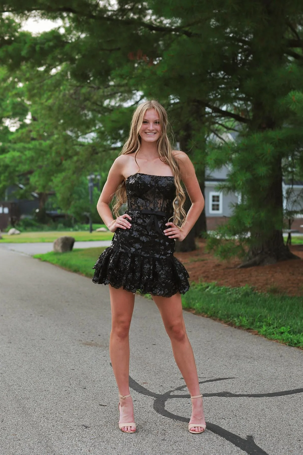 Strapless Pink Sequin Mermaid Mini Dress - Image 3