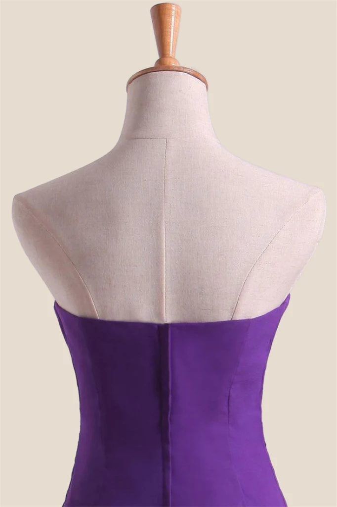 Strapless Purple Chiffon Twist Fitted Dress - Image 4