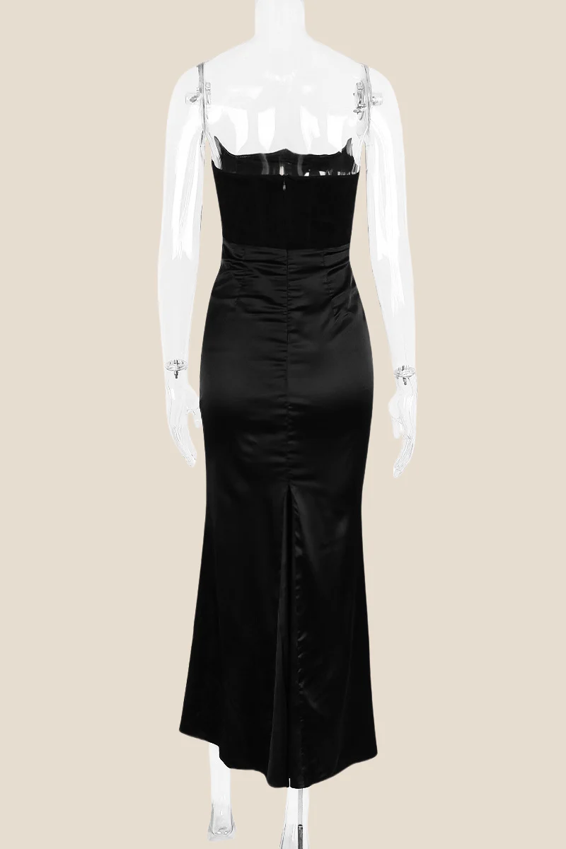 Strapless Red Ruched Mermaid Long Dress - Image 5