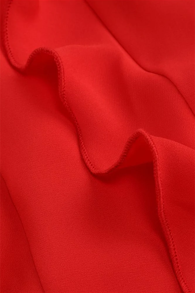 Strapless Red Ruffle Irregular Dress with Slit - Image 9