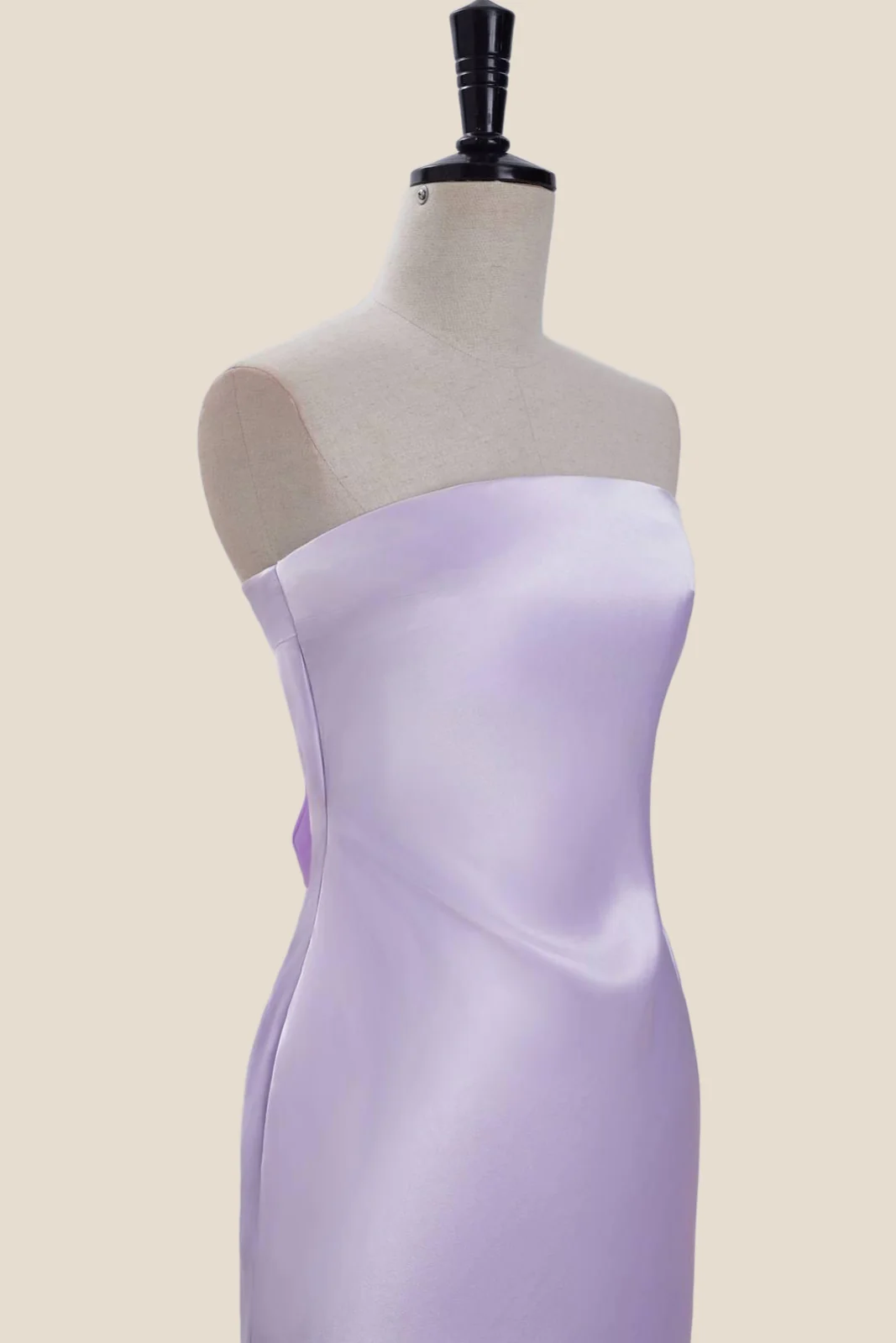 Strapless Lavender Satin Tight Short Dress - Image 15
