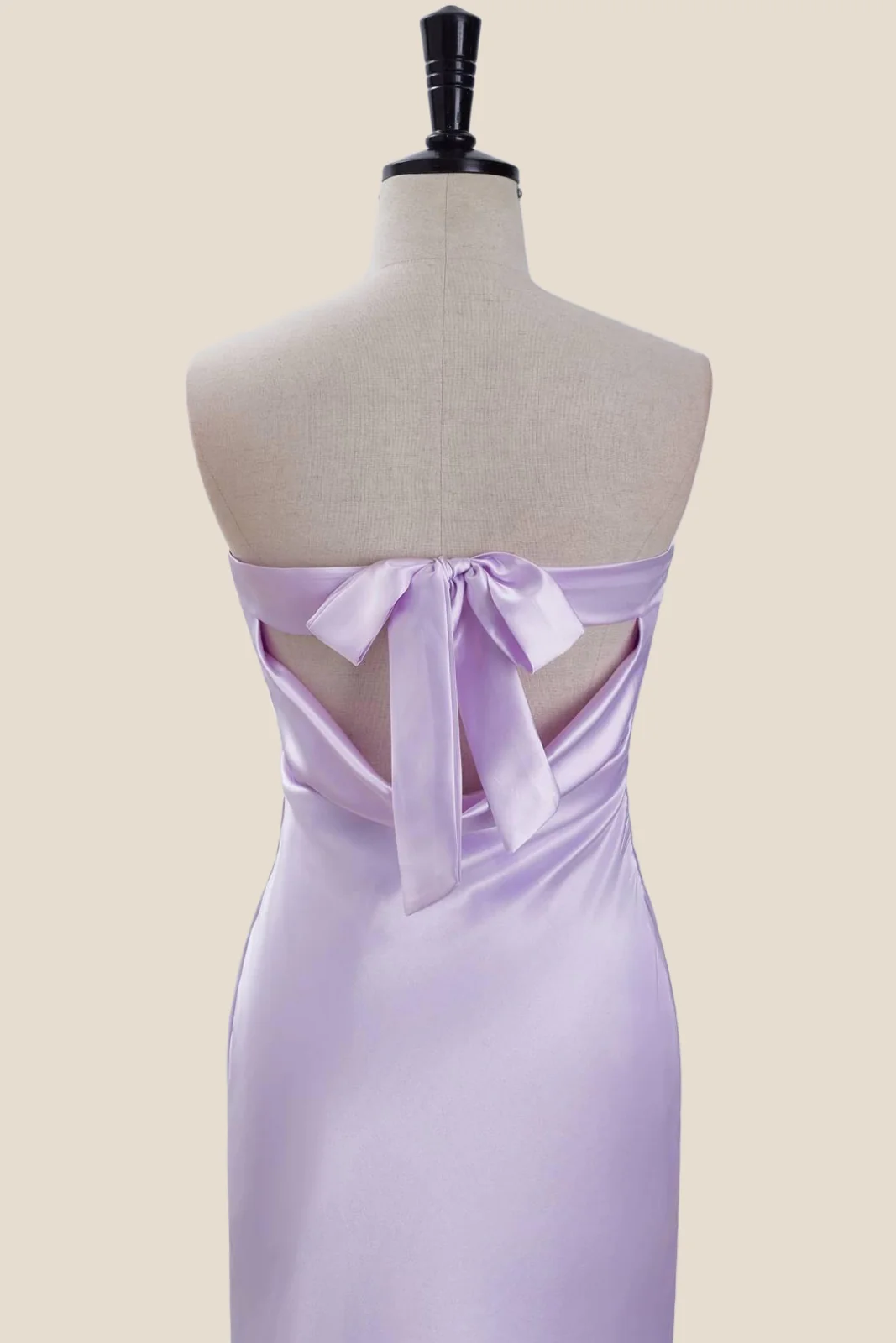 Strapless Lavender Satin Tight Short Dress - Image 14